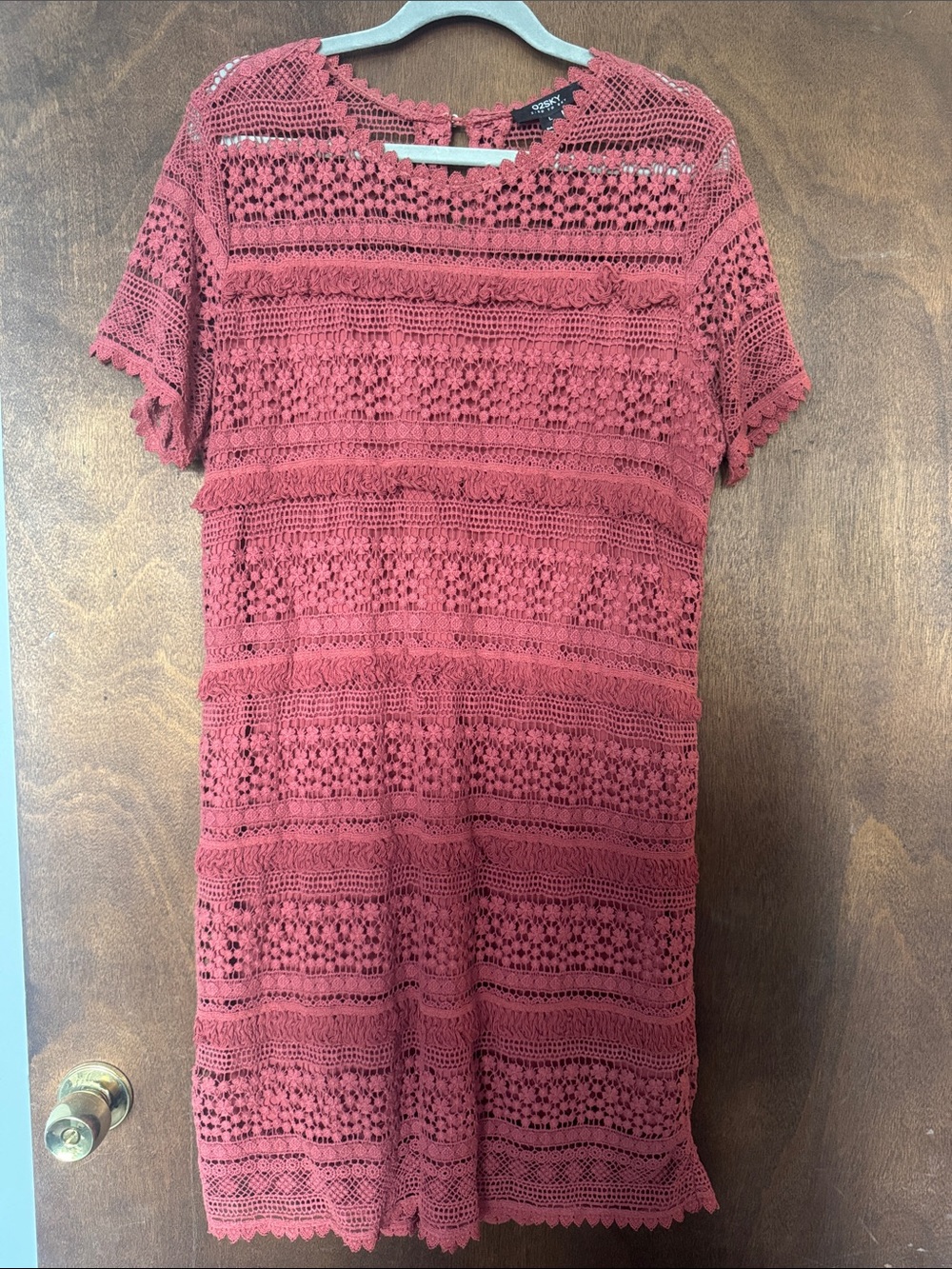 Anthropologie Rust Pink Crochet Lace Mini Dress